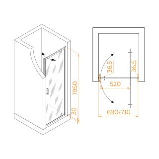 Душевая дверь RGW LE-102 711210207-11 70см хром
